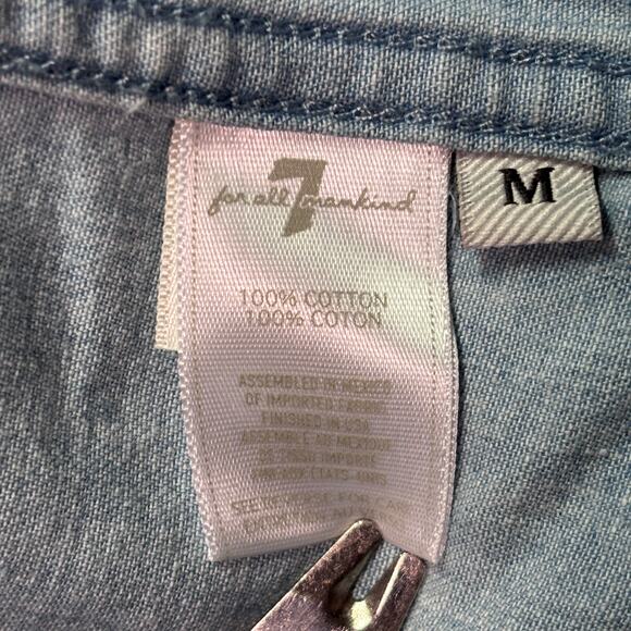 7 For All Mankind Shirt Dress Womens Medium Blue Denim Faded Washed Button Up - Picture 9 of 10